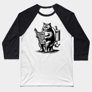 Fat Cat sitting on Toilet Baseball T-Shirt